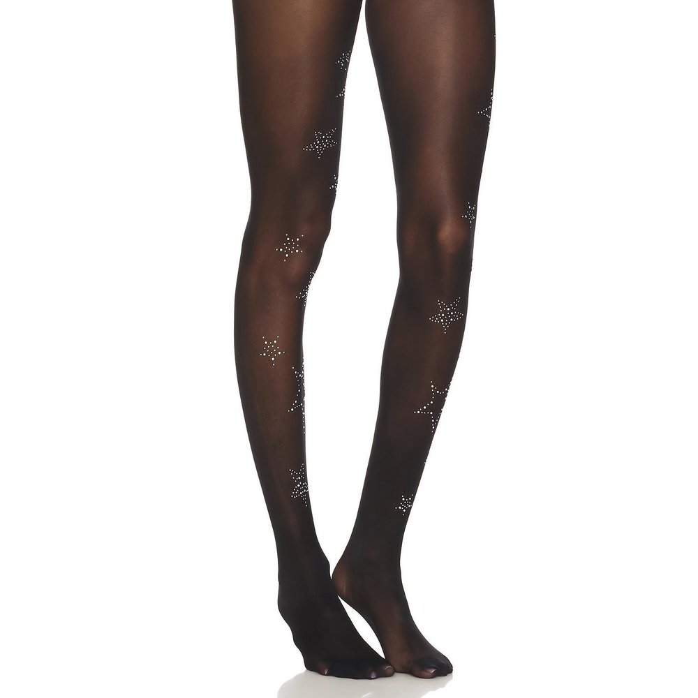 Stems Etoile Sheer Tights in Black bedazzled stars